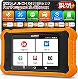LAUNCH X431 OBD2 Elite V2.0 for Peugeot/for Citroën Bi-Directional Diagnostic Full System, 50+ Special Functions, ECU Coding Battery Match,Brake Reset Obd2 Scanner Car Diagnostic Tool Code Reader