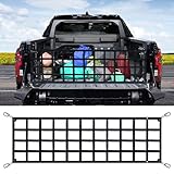 Xishuihe Tailgate Net for Pickup Truck Bed - Cargo Trucks Bed Divider for Full Size Truck 60'' x 18'' (Black) - Bully Mesh Tail gate Competible with Chevy, Ford, Tacoma, Toyota, Ram etc