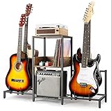 Bikoney 4-Tier Guitar Stand for Multiple Guitars – Floor Adjustable Rack for Acoustic, Electric Guitar & Bass with Shelf – Guitar Display Holder for Home, Studio, Music Room