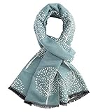 LilyRosa® Ladies Winter Scarf Mulberry Tree Print Design Grey Pink Blue Mustard Wrap (Duck Egg Blue)