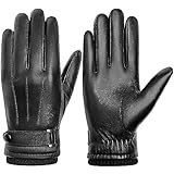 BISON DENIM Winter Genuine Sheepskin Leather Gloves for Men, Touchscreen Texting Warm Cashmere Lined Gloves for Driving