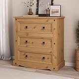 Corona 3 Drawer Chest of Drawers, Mexican Solid Pine Wood