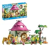 Playmobil - Magic Unicorns - Fairy home with golden unicorn and stable - With glowing garland for magical nights - Creative toy for children aged 4 and over - 71838