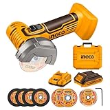 INGCO 20V Cordless Mini Angle Grinder 19500RPM, 76mm Disc Diameter, Mini Cutter Cut-Off Tool M6 with 1Pcs 2.0Ah Battery and Charger for Cutting Polishing and Sharpening CAGLI76012