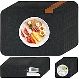 Placemats and Coasters Set of 8, Washable Heat-Resistant Felt Place Mats with Coasters and Cutlery Bags, 41x 30cm Non-Slip Dining Table Mats for Kitchen Party Dining Table