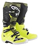 Alpine Stars Tech 7 MX Boots UK 10 Yellow Fluo Military Green Blk