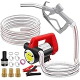 12V 200W Electric Diesel Transfer Pump, 45L/min Fuel Transfer Pumps, Self Priming Fuel Transfer Extractor Pump Kit with Aluminium Manual Nozzle and Hoses