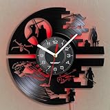 Viiluuxr Vinyl Record LED Wall Clock 12 Inch Mood Light Neon Clock Star Science Fiction Movie Themed Thanksgiving Night Lamp Remote Control 7 Colors Luminous Clock.