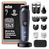 Braun All-in-One Series 7 Grooming Kit, 13in1, ProBlade & AutoSense, 120 Min, SkinGuard & Beard Fading, AquaGrip for Under Water Use, AIO7565, Blue