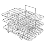 Kuphy Air Fryer Rack for Ninja Multi-Layer Double Basket 3 Stackable Dehydrator Racks Accessories Stainless Steel Grilling Toast Cooking Oven Microwave(Small tripod)
