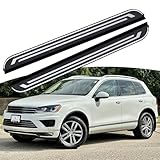 BRYNZAXTOL 2PCS Aluminum 4.7″ Wide Fixed Side Steps with Brackets Fit for VW Volkswagen Touareg 2011-2018 Aftermarket Running Boards Nerf Bars Rails Stepping Plates Pedals (TY)