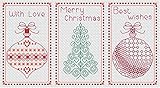Christmas Cards Set A Cross Stitch Kit with DMC Threads & Fabric, Set of 3 Xmas Greeting Cards, Quick Easy Needlework Pattern, Ornament Stocking Star Charts Peace Joy Season Warmest Regard