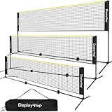 display4top 3M Badminton Net Set, Volleyball Tennis Net, Height Adjustable, Portable with Portable Carry Bag, Sports Net for Indoor or Outdoor Court, Beach, Driveway, Yellow