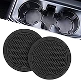 JOYTUTUS Car Cup Holder Coaster, 2.67 inch Universal Car Cup Holder Insert, 2 Pcs Universal Anti-Slip Shockproof Car Coasters for Cup Holders, Car Accessories for Car, SUV, Truck (Black)
