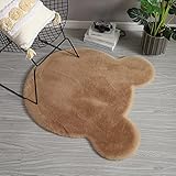 TENNOLA Cute Rugs for Bedroom Aesthetic 2 x 2 Feet Soft Fluffy Area Kids Rug for Nursery Faux Rabbit Fur Rug Bear Carpet Teen Girls Room Home Decor