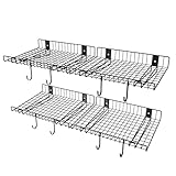 4 Pack Garage Wall Shelf, Heavy Duty Metal Storage Shelves for Room, Loads 260 LBS Floating Mesh Rack for Office, Basement, Cabinet and Kitchen