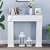 URBNLIVING Fireplace Wooden Surround Storage Cabinet Classic Chic Decoration for Lounge, Living Room, Sitting Room (White)
