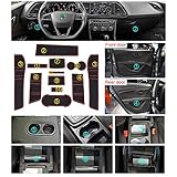 LFOTPP Compatible with Seat Leon Cupra 5F FR MK3 Car Non-Slip Mats, Car Door Slot Mats Armrest Drink Holder Mat Centre Console Rubber Mats, Seat Leon Accessories, 12pcs/Set (Red)
