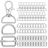 SHSMPXOY 60 PCS Metal Swivel Keychain Hooks with 25mm D Rings for Bags Swivel Clasps Clips Bag Making Suppliesd Rings Bag Accessories Hardware Accessories Sliding Buckles for Lanyard Purse Bag Straps