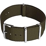 CampTeck U6949 - Nylon Replacement Military Watch Strap (Widths 18|20|22|24mm) with Stainless Steel Pin Buckle for Spring Bar Watches - Olive Green - 18mm