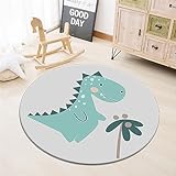 Highdi Round Area Rugs Living Room, Kawaii Animal Style Carpet Mat for Bedroom Circle Area Rug Non Slip Floor Rug Bedside Rug for Kitchen Home Decor Floor Mat (100cm,Dinosaur)