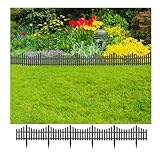 Lawn Border Edge Fence - 10pcs Black Wooden Effect Edging Picket Garden Fencing | Picket Border Fence Panels Fencing Edge | Plant Borders Decorative | Landscape Path Panels