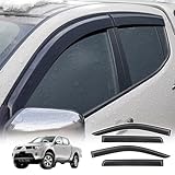JHCHAN Wind Deflectors for Mitsubishi L200 Triton 2006-2015 Double Cabin Window Tinted Smoke Guard External Stick-on Type Sun Rain Accessories Guard Visors 4PCS, Black