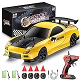 ReinbowRiff RC Drift Car, 1:14 Scale, 2.4GHz Remote Control Racing Car with LED Lights, 28km/h Speed, Dual Tyre Sets, Yellow