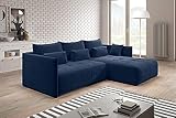 Sofanatic Corner Sofa Bed With Storage FREE ASSEMBLY & Delivery - Sleeper Sofa Universal left and right side (Navy)