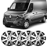 UKB4C 4 x 15 Silver Black Van Trim/Hub Caps Deep Dish Alloy Look fits Renault Master