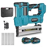 Yofidra Cordless Nail Gun 2-in-1 Electric Stapler & Nailer for Wood, 15-50mm F-Type Nails & 10-40mm Staples with 3000mAh Battery, LED Light & Depth Adjustment