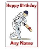 AK Giftshop Cricket Player Themed Personalised Birthday Card - ADD A NAME AND AGE