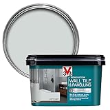 V33 Renovation Wall Tile & Panelling Paint - No Undercoat Needed - For High Moisture Surfaces - Resistant To Temperature Variations - Soft Grey 2 Litres