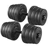 Yaheetech 30KG Adjustable Weight Dumbbells 15KGx2 Dumbbells Set (sold as a pair) Home Gym Fitness Dumbbell Set for Lifting Training