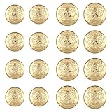 Xinjoduz 16 PCS Metal Blazer Buttons Set, 2 Sizes No-Sew Removable Vintage Gold Coat Buttons 4 Holes Round Blazer Buttons for Craft Gold Buttons for Blazer Suits Sport Coat Uniform Jacket (18mm 25mm)
