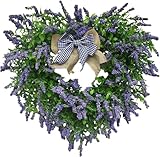 Heart Shape Lavender Wreath - Artificial Garland for Valentine's Day, Front Door Decor, Wedding and Festival Hanging Decorations - Style B