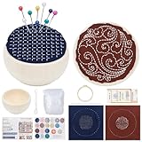 FREEBLOSS 2 Set Sashiko Embroidery Kit with Japanese Pattern Fabric, Thread and Needles for Hand Sewing Lovers