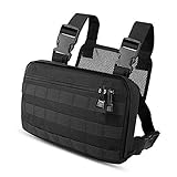 Clape Utility Chest Pack Tactical Molle Chest Rig Outdoor Streetwear Rig Pouch Vest Airsoft Front Pouch Military Daypack Black BDB03