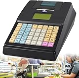 KWPHGLQA Mini Electronic Cash Register With Thermal Printer - Small Business Supermarket Tills, 40 Keys, Full English Keyboard