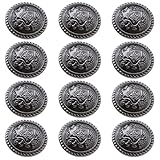 ECSiNG 12PCS Vintage Antique Silver Metal Blazer Engraved Buttons with Shank Round Sewing Buttons Decoration for DIY Craft Coats Jacket Windbreaker Trousers 25mm 1inch