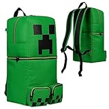 Minecraft Children’s Backpacks for Boys Creeper Rucksack School Bag with Zipped Pockets Adjustable Straps Kids Backpack Travel Sports Gamer Gifts for Boys (Green 3D)
