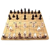 weyheng Traditional Chinese Xiangqi Portable Chess Set,Travel Board Game Set with Resin Chess Pieces and Leather Chessboard
