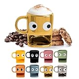 Fisura - Original Coffee Mugs with Biscuit Compartment, Golden Ceramic Tea Mug with Stylish Design, Cappuccino Coffee Caps, Latte, hot Chocolate caps, Capacity 240ml