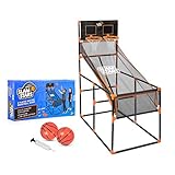 SLAM STARS TY6005 Kids Basketball Game, 2 Player Indoor Outdoor Set with Shoot Backboard, Black, Double Hoop