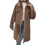 HAOLEI Women's Fuzzy Fleece Jackets UK Clearance Wool Faux Fur Teddy Bear Long Coat Winter Warm Sherpa Lined Outwear Parka Long Pea Coat Fluffy Lapel Button Outwear with Pockets Ladies