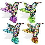 Betinyar 4 Pack Metal Hummingbird Wall Decor, Colorful Birds Art Fence Decorations, Birds Wall Sculpture, Metal Birds Outdoor Wall Sculpture Hanging for Living Room Garden Patio(Multi)