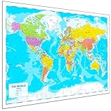 World Map Poster for Wall – 84 x 60cm Large Map of World Wall Art Atlas - Classroom or Geography Gift