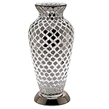 Britalia Mirrored Tile Mosaic Glass Vintage Vase Table Lamp 38cm | Chrome Base | 1 x ES E27 Bulb Required (Not Included) | Study - Bedroom - Lounge | Desk Light