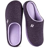 RockDove Women's Original Two-Tone Memory Foam Slipper, Size 5/6 UK Women, Eggplant