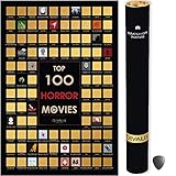 Divalis Top 100 Horror Movies Scratch off Poster - Large Cinema Scratchable Poster - Horrors of all Time Bucket List - Must See Movie Challenge - Films to Watch